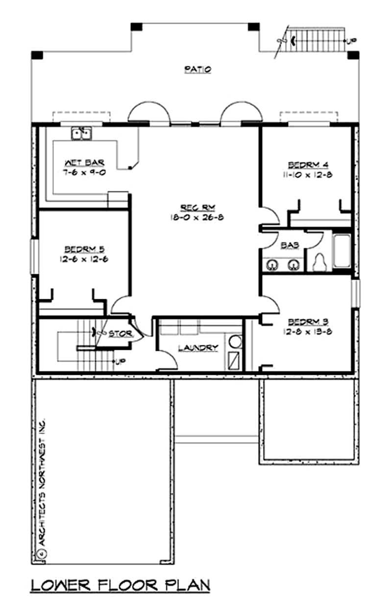 Floor Plan Basement of Ranch Plan #115-1143