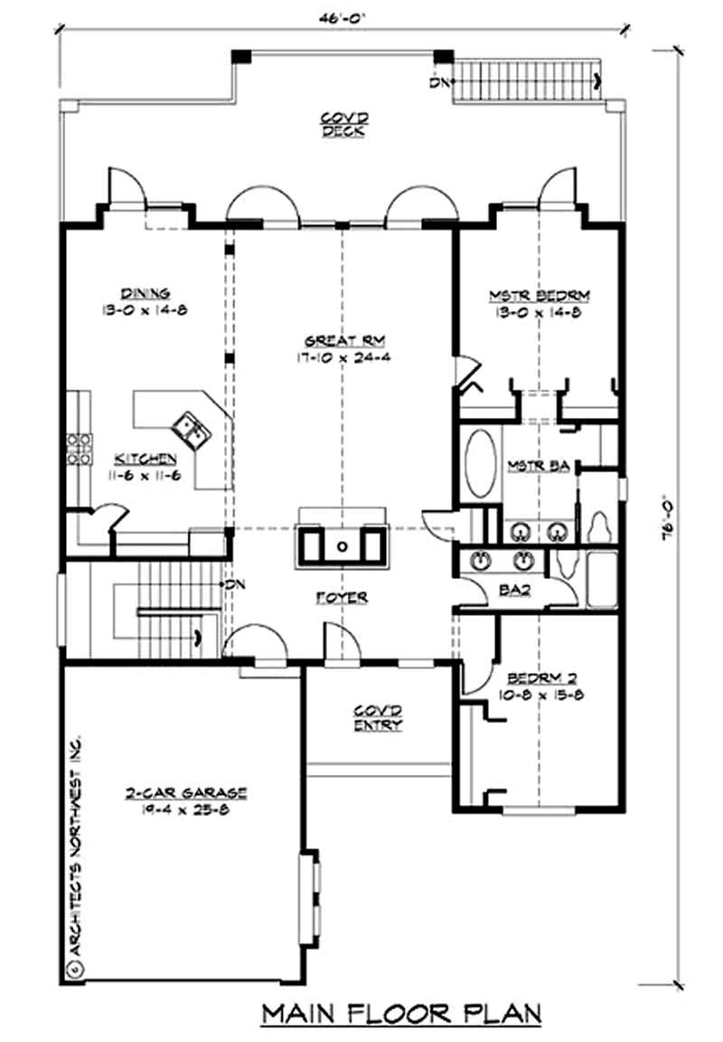Floor Plan First Story of Ranch Plan #115-1143