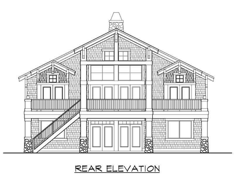 Home Plan Rear Elevation of this 4-Bedroom,3371 Sq Ft Plan -115-1143