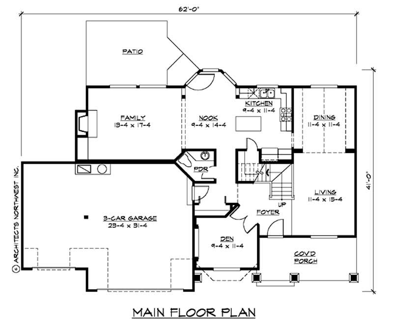 Floor Plan First Story of Colonial Plan #115-1146