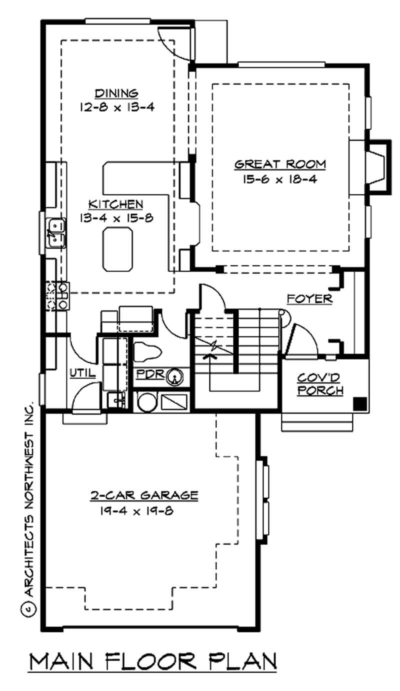 Floor Plan First Story of Traditional Plan #115-1148