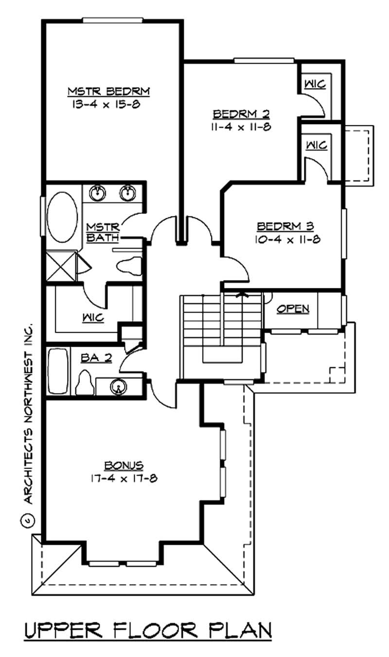 Floor Plan Second Story of Traditional Plan #115-1148