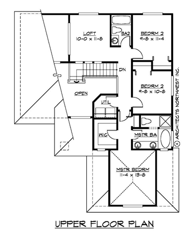 Floor Plan Second Story of Craftsman Plan #115-1149