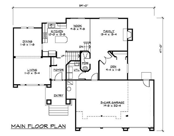 Floor Plan First Story of Craftsman Plan #115-1150