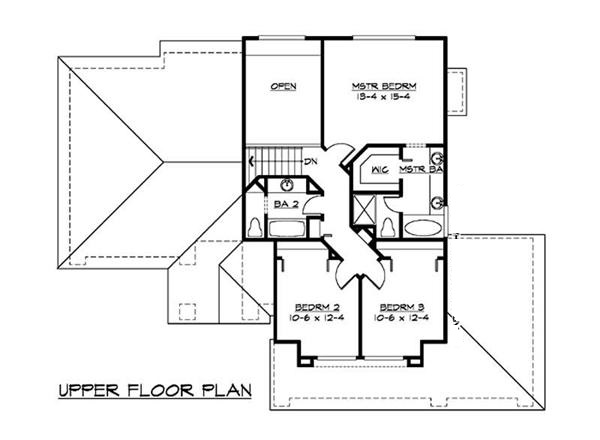 Floor Plan Second Story of Craftsman Plan #115-1150