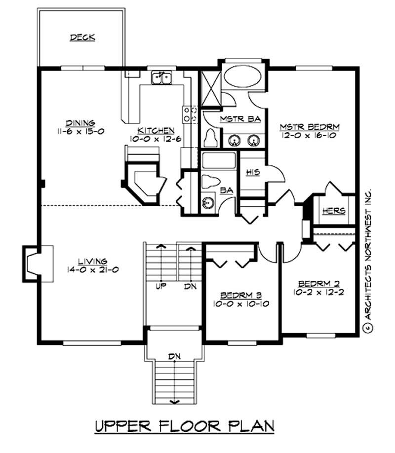 Floor Plan Second Story of Traditional Plan #115-1152