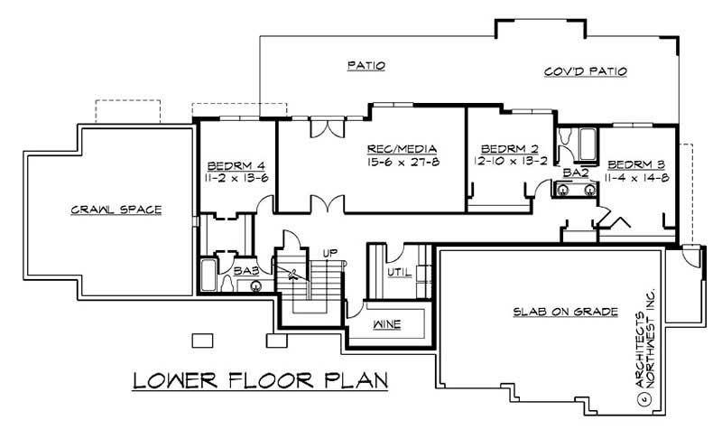Floor Plan Basement of European Plan #115-1155