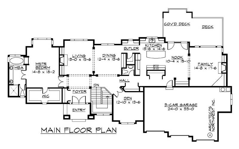 Floor Plan First Story of European Plan #115-1155