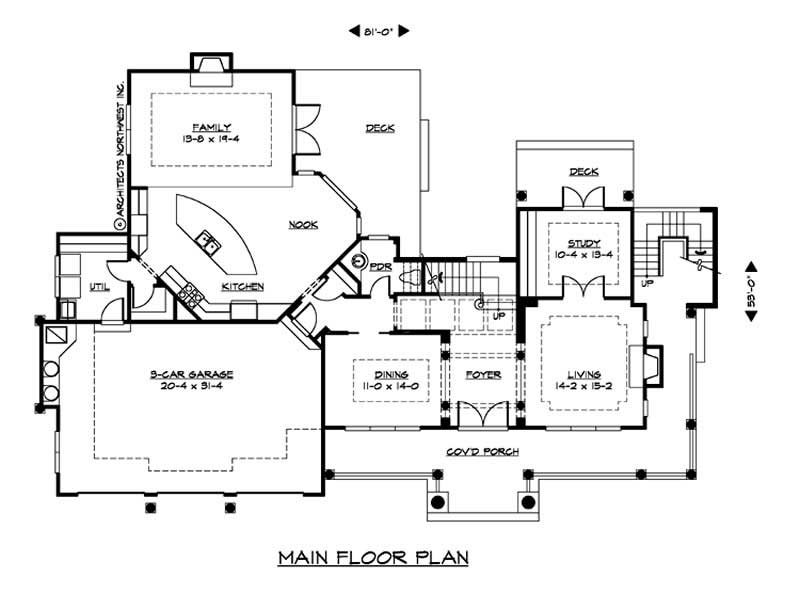 Floor Plan First Story of Colonial Plan #115-1158