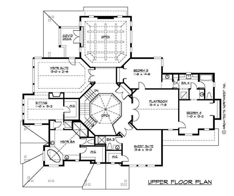 Floor Plan Second Story of Luxury Plan #115-1159