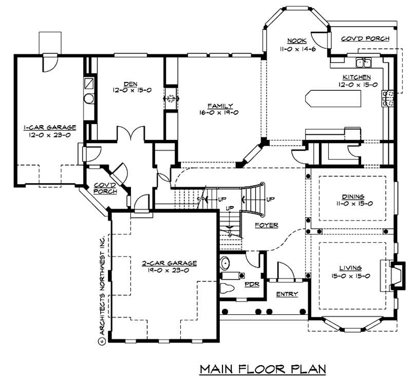 Floor Plan First Story of Colonial Plan #115-1160