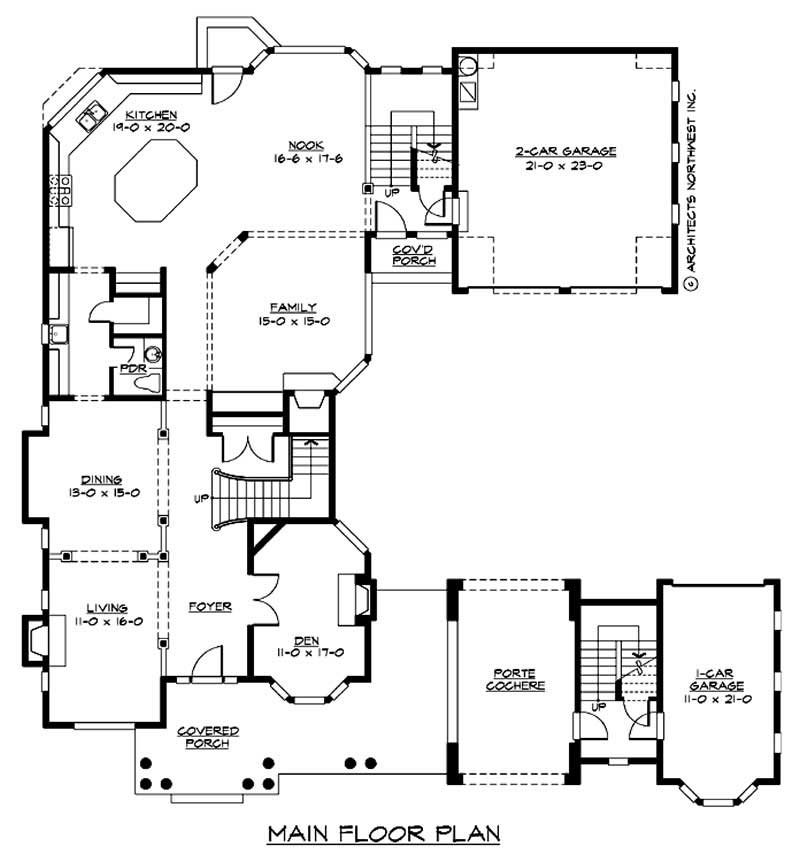 Floor Plan First Story of European Plan #115-1161