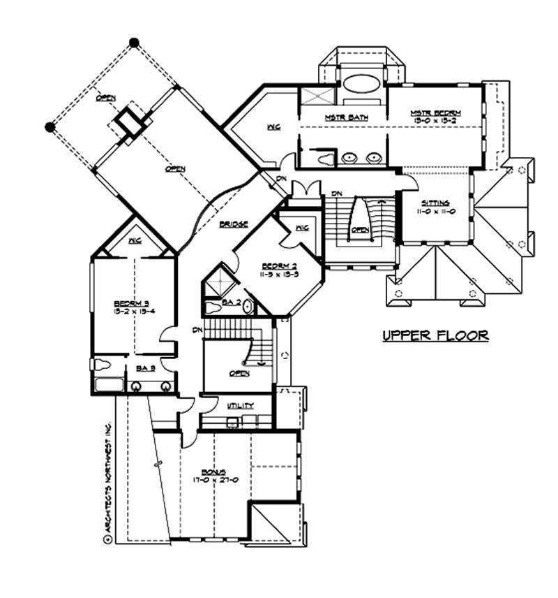 Floor Plan Second Story of Country Plan #115-1163
