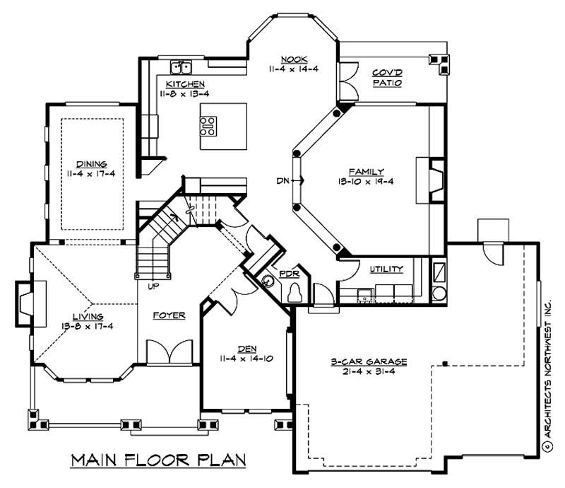 Floor Plan First Story of Ranch Plan #115-1164