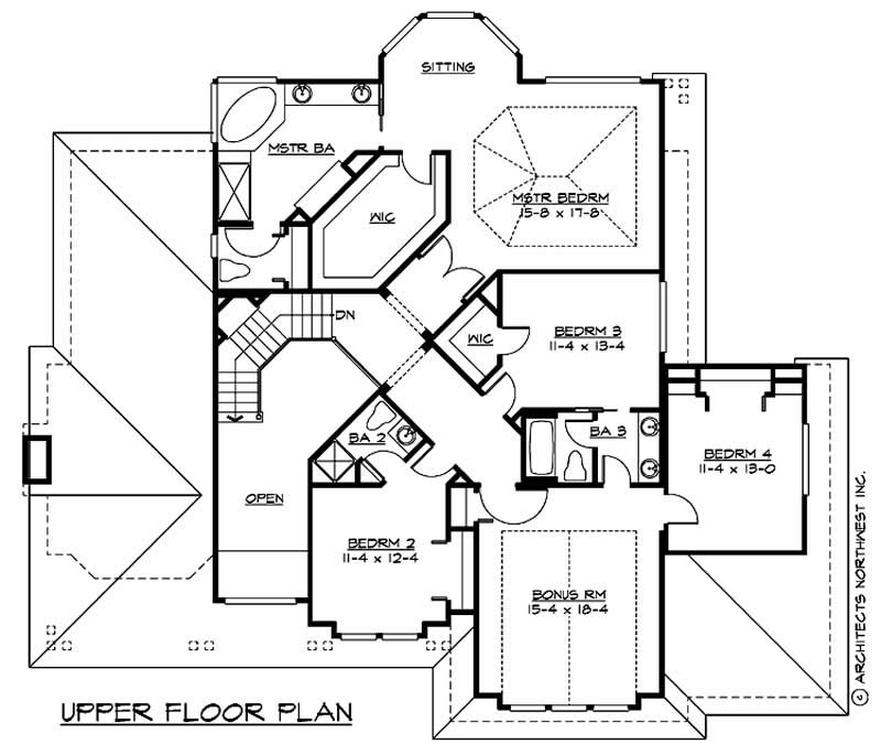 Floor Plan Second Story of Ranch Plan #115-1164