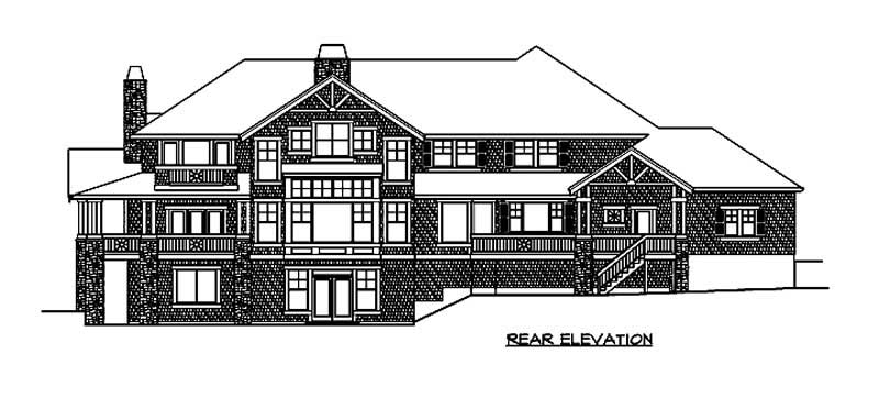 Home Plan Rear Elevation of this 4-Bedroom,5810 Sq Ft Plan -115-1165