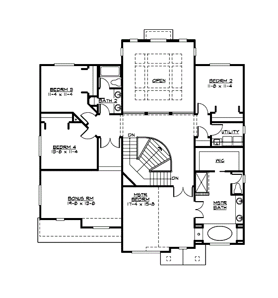 Floor Plan Second Story of Plan #115-1169