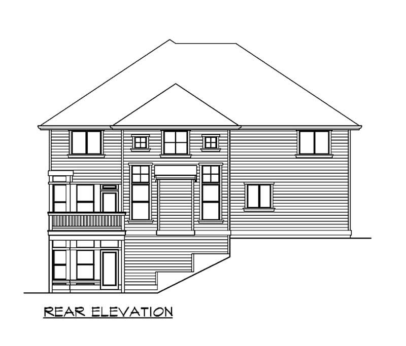 Home Plan Rear Elevation of this 5-Bedroom,4385 Sq Ft Plan -115-1169