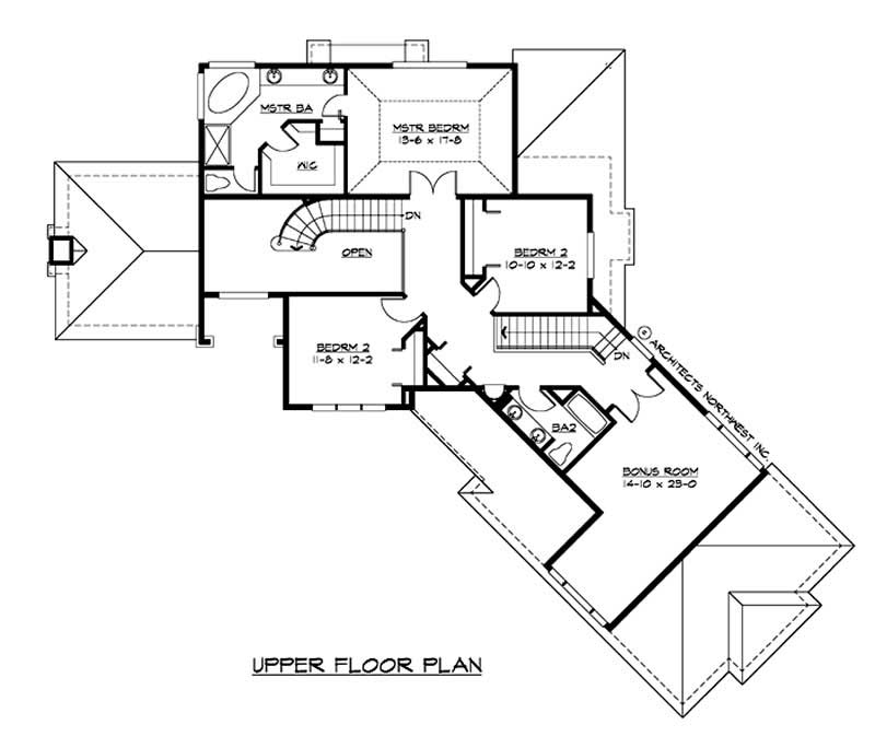 Floor Plan Second Story of European Plan #115-1170