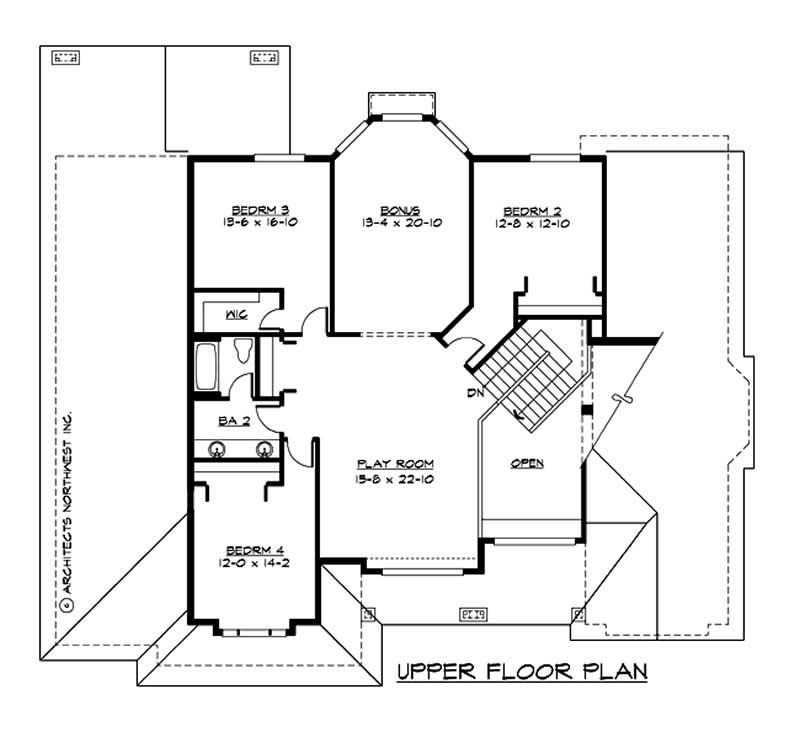 Floor Plan Second Story of Ranch Plan #115-1172