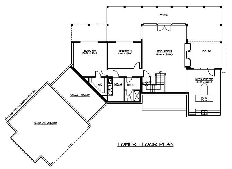 Floor Plan Basement of Craftsman Plan #115-1173
