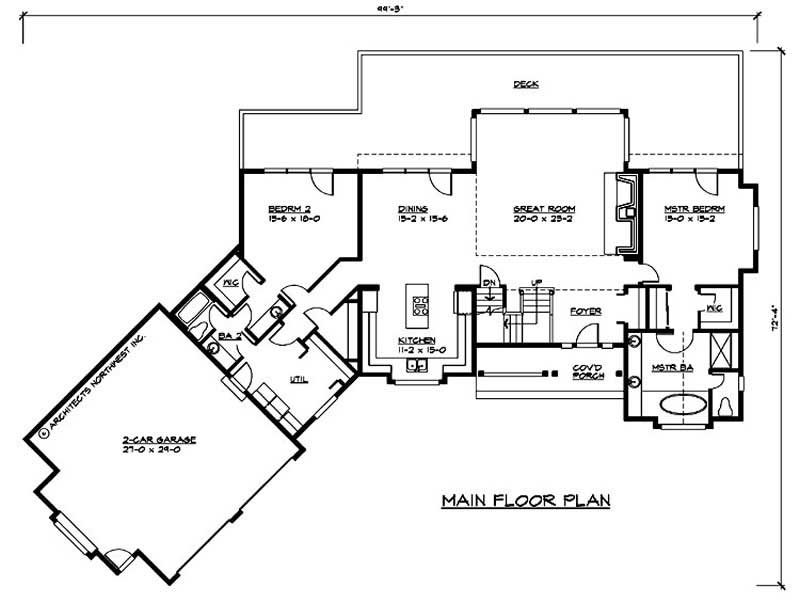 Floor Plan First Story of Craftsman Plan #115-1173