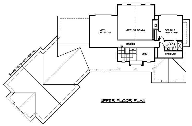 Floor Plan Second Story of Craftsman Plan #115-1173