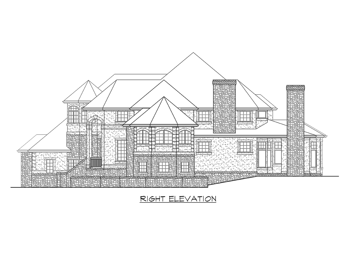 Home Plan Right Elevation of this 4-Bedroom,4684 Sq Ft Plan -115-1174