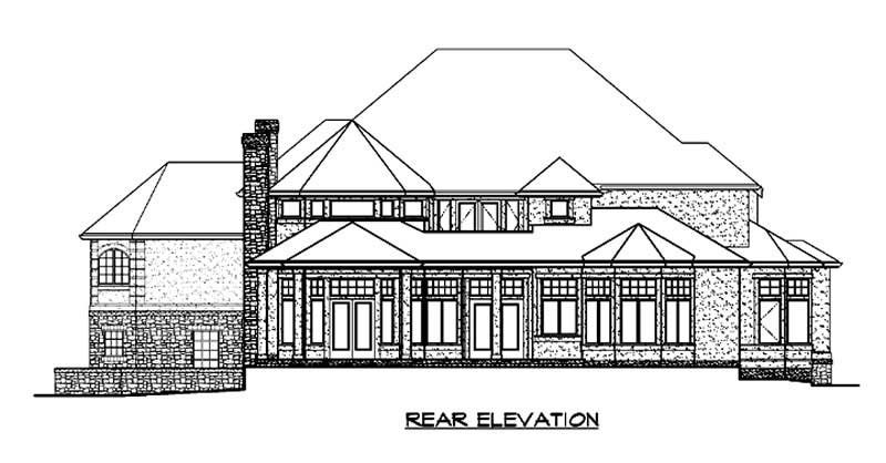 Home Plan Rear Elevation of this 4-Bedroom,4684 Sq Ft Plan -115-1174
