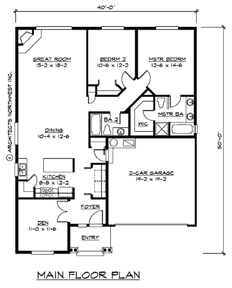 Floor Plan First Story of Ranch Plan #115-1177