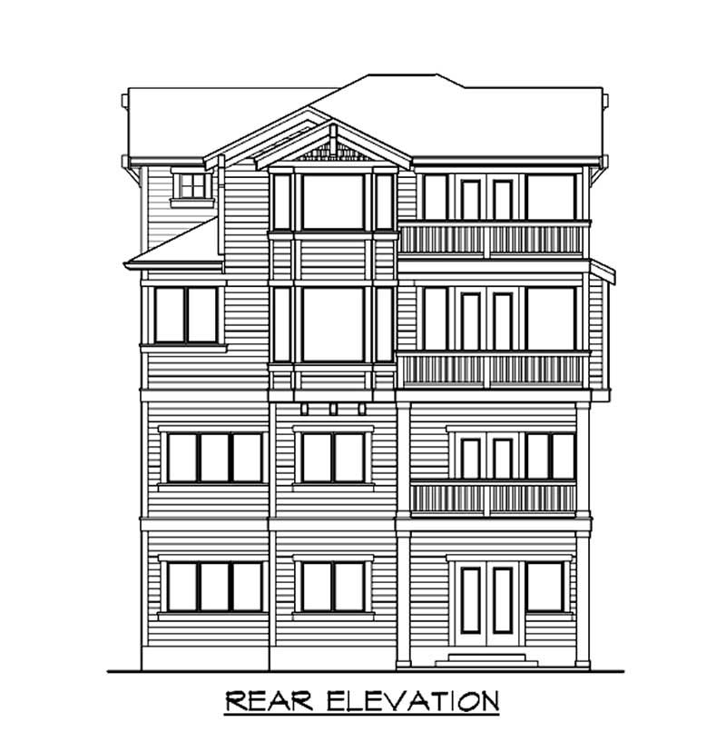 Home Plan Rear Elevation of this 4-Bedroom,4411 Sq Ft Plan -115-1178