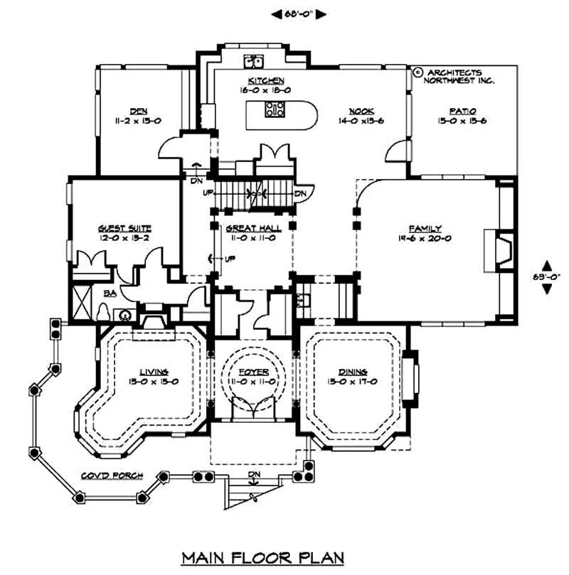 Floor Plan First Story of Country Plan #115-1180