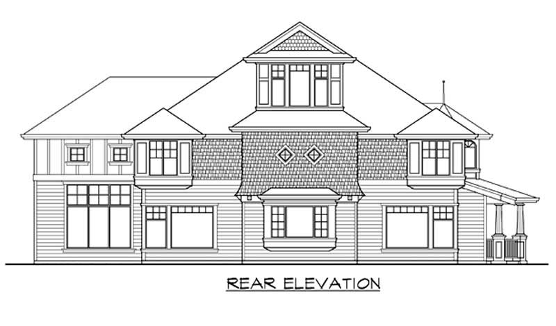 Home Plan Rear Elevation of this 5-Bedroom,5275 Sq Ft Plan -115-1180