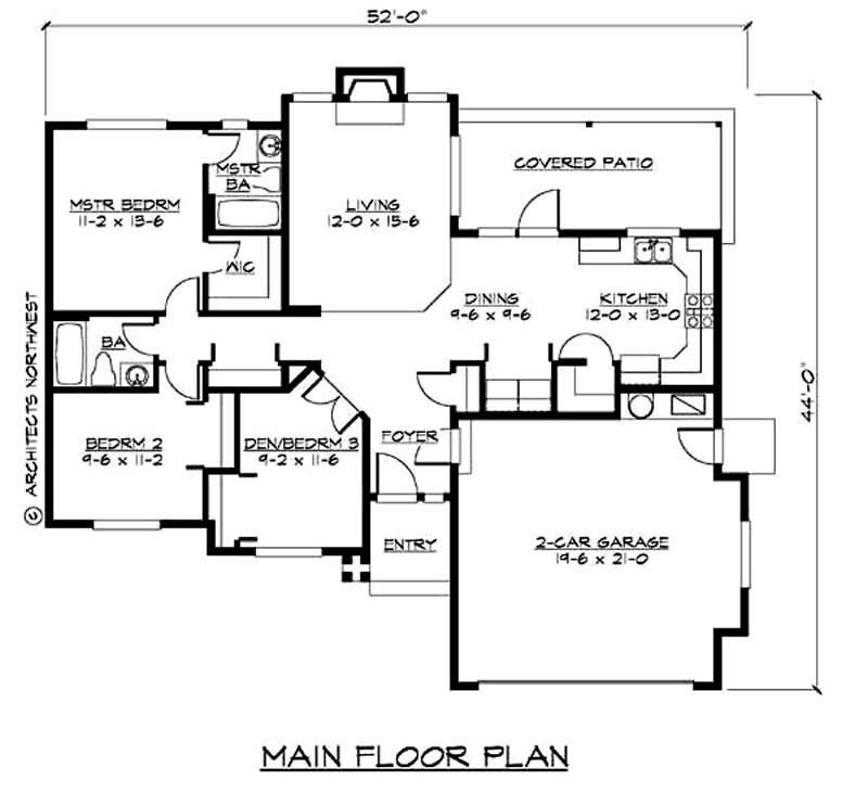 Floor Plan First Story of Ranch Plan #115-1181