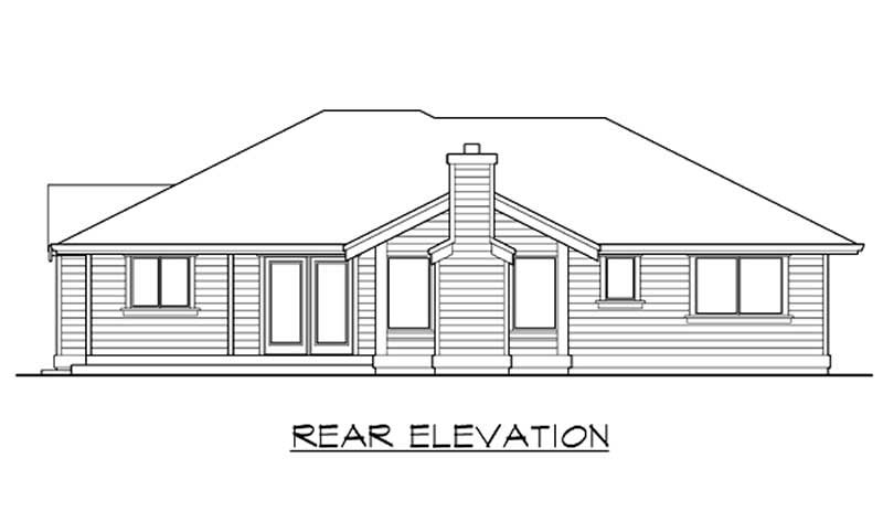 Home Plan Rear Elevation of this 3-Bedroom,1210 Sq Ft Plan -115-1181