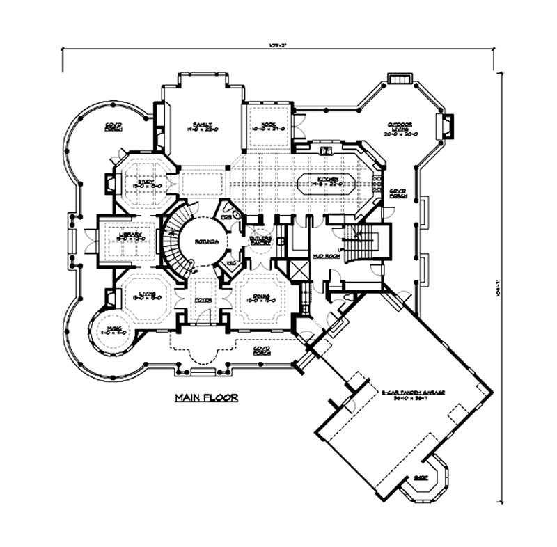Floor Plan First Story of European Plan #115-1182