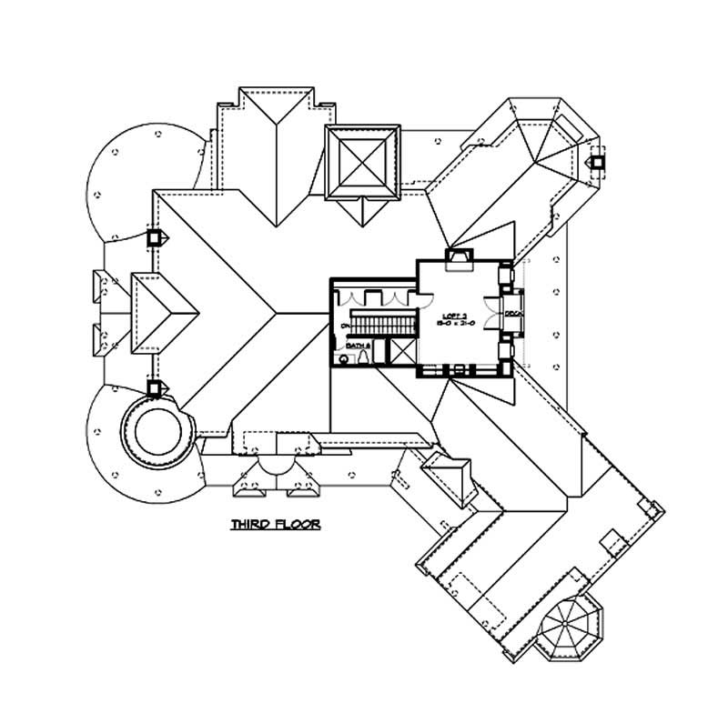 Floor Plan Third Story of European Plan #115-1182
