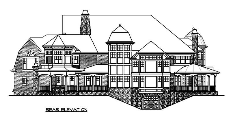 Home Plan Rear Elevation of this 4-Bedroom,7985 Sq Ft Plan -115-1182
