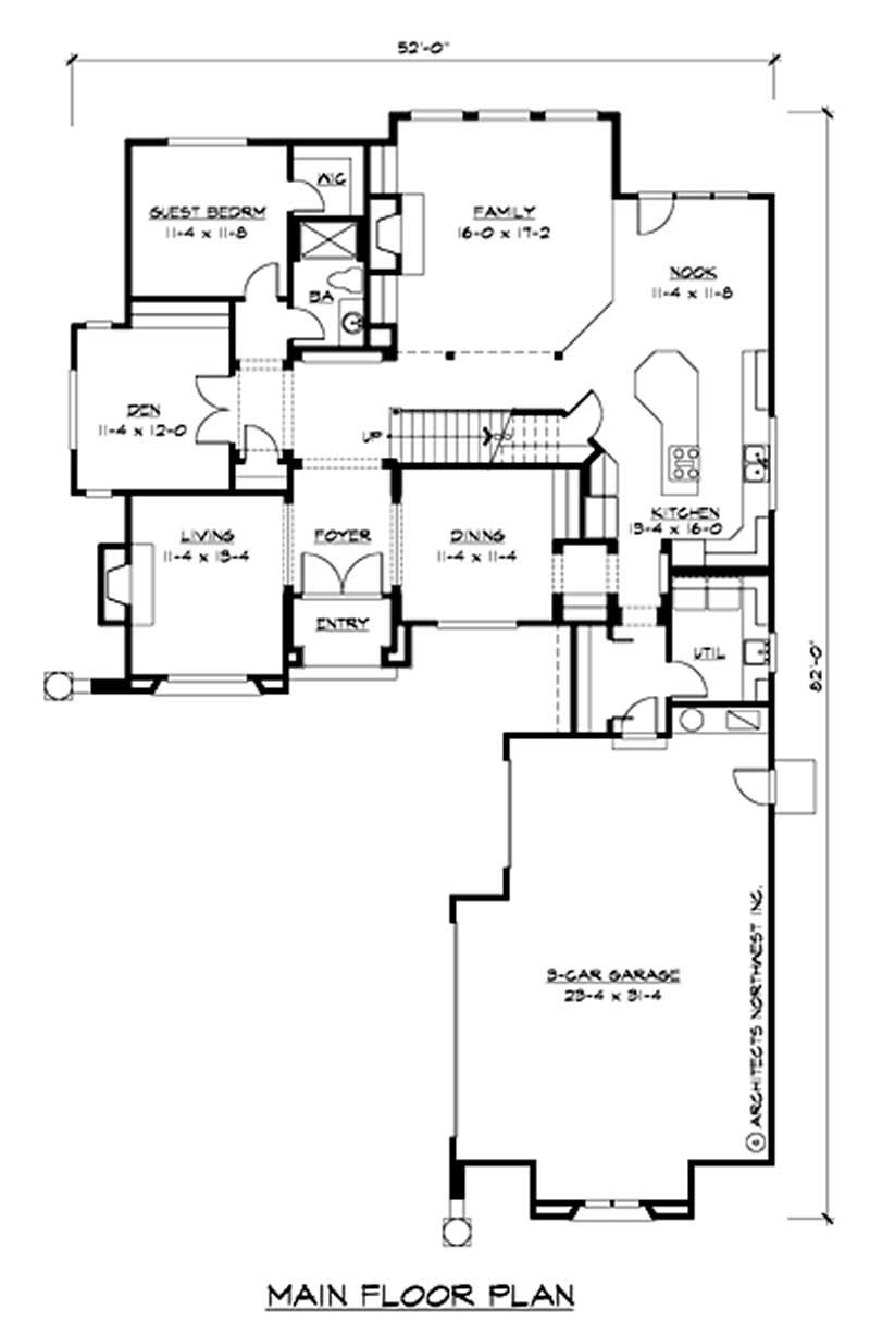 Floor Plan First Story of European Plan #115-1185