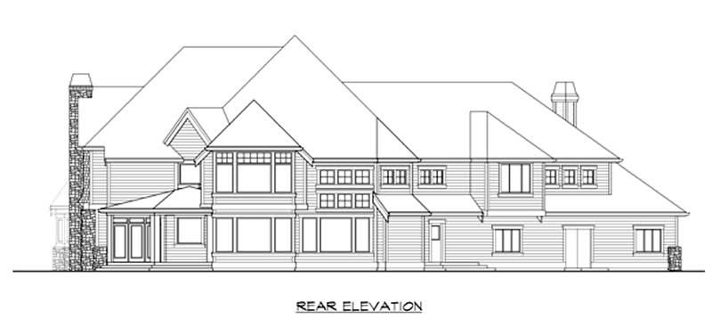 Home Plan Rear Elevation of this 5-Bedroom,5865 Sq Ft Plan -115-1186