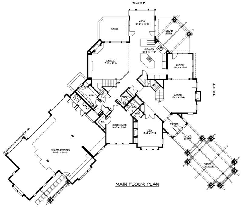 Floor Plan First Story of European Plan #115-1186
