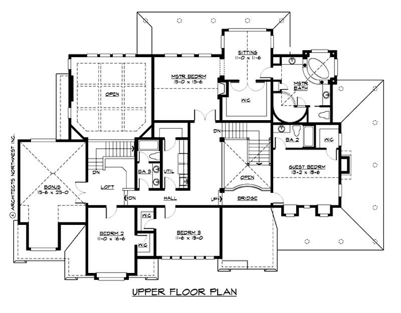 Floor Plan Second Story of Country Plan #115-1187
