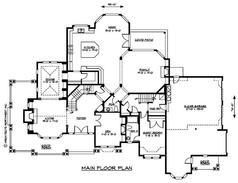 Floor Plan First Story of Country Plan #115-1188