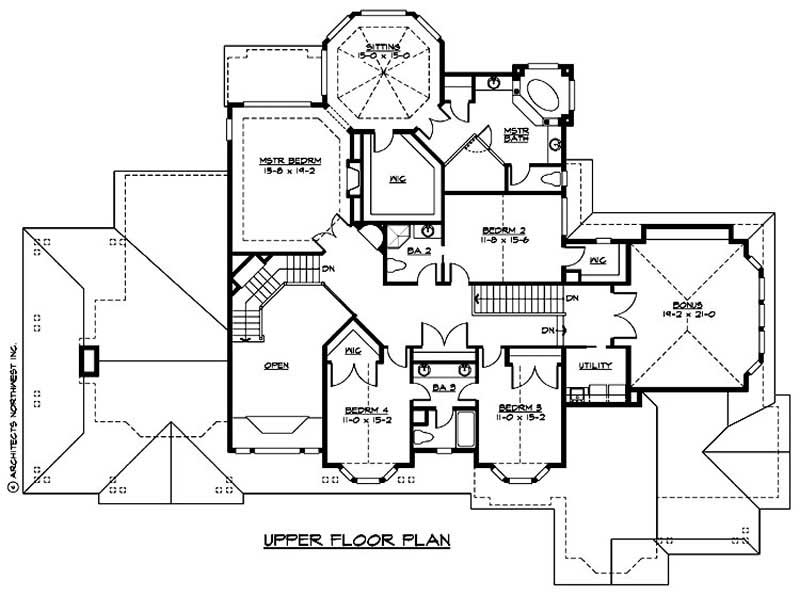 Floor Plan Second Story of Country Plan #115-1188
