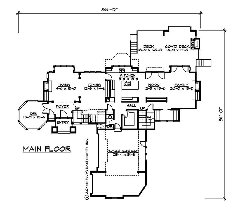 Floor Plan First Story of Craftsman Plan #115-1189