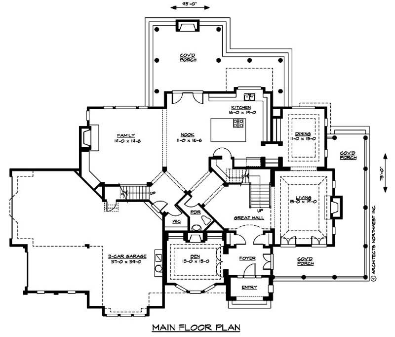 Floor Plan First Story of Country Plan #115-1195