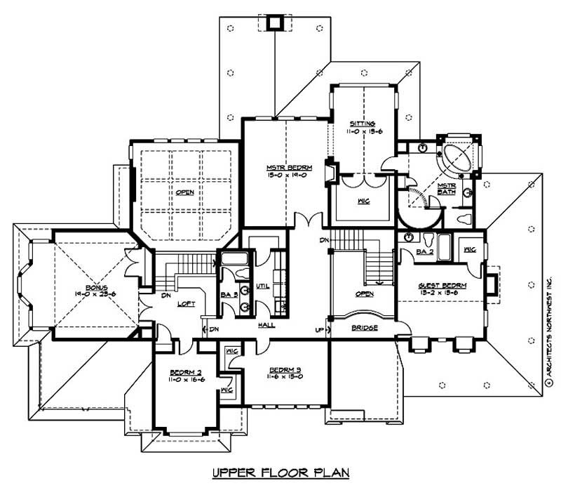 Floor Plan Second Story of Country Plan #115-1195
