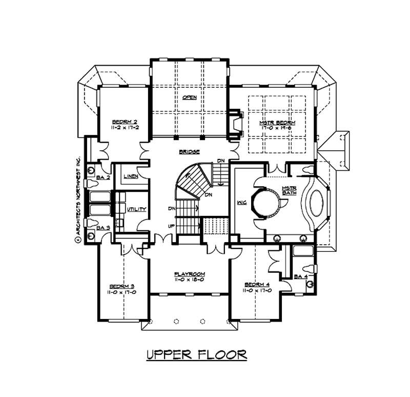 Floor Plan Second Story of Luxury Plan #115-1196