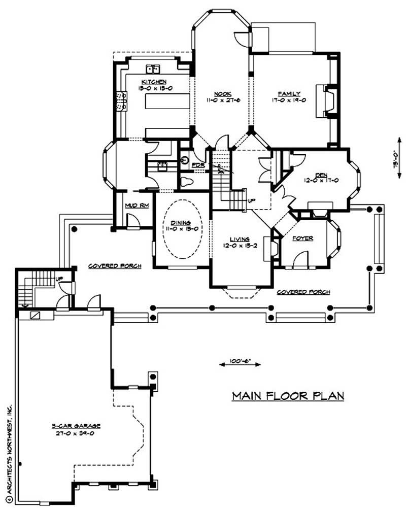 Floor Plan First Story of Country Plan #115-1197