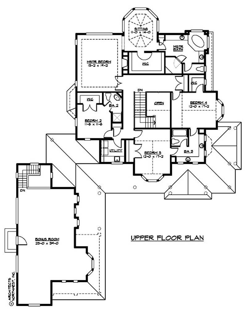 Floor Plan Second Story of Country Plan #115-1197